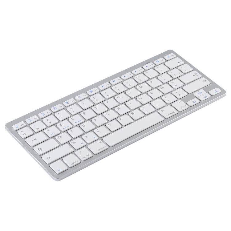 WB-8022 Ultra-thin Wireless Bluetooth Keyboard for iPad, Samsung, Huawei, Xiaomi, Tablet PCs or Smartphones, French Keys(Silver) - Computer & Networking by buy2fix | Online Shopping UK | buy2fix