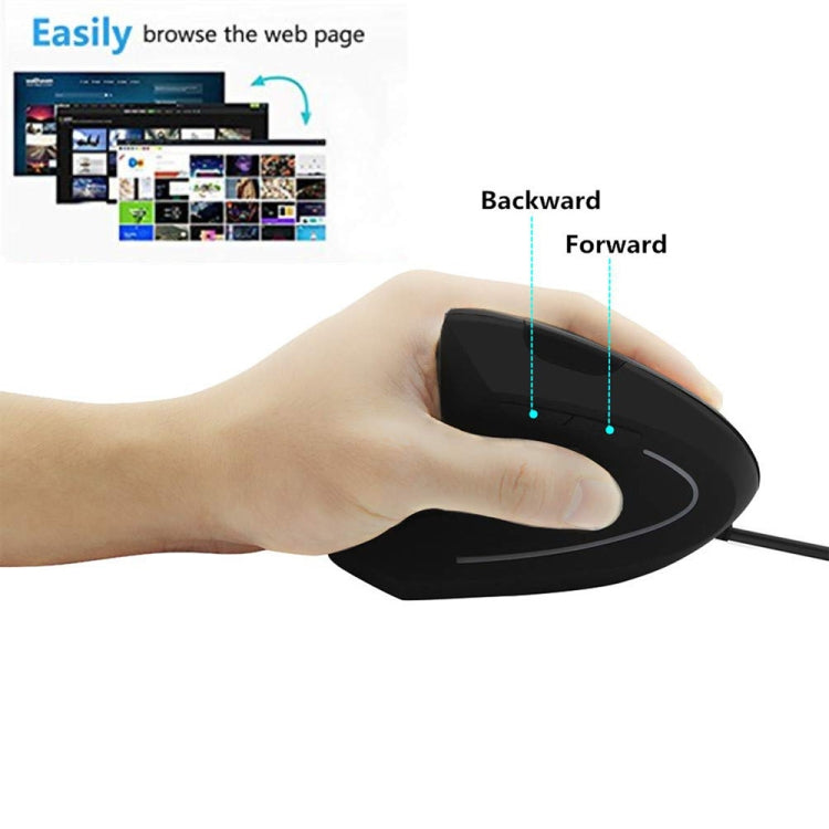 CM0093 Wired Version 2.4GHz Three-button Vertical Mouse for Left-hand, Resolution: 1000DPI / 1200DPI / 1600DPI, Cable Length：1.7m(Black) - Wired Mice by buy2fix | Online Shopping UK | buy2fix