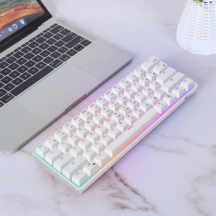 RK61 61 Keys Bluetooth / 2.4G Wireless / USB Wired Three Modes Brown Switch Tablet Mobile Gaming Mechanical Keyboard with RGB Backlight, Cable Length: 1.5m (White) - Wired Keyboard by buy2fix | Online Shopping UK | buy2fix