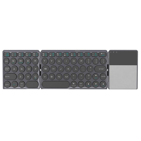 B052 Universal Round Keycap Mini Three-fold Bluetooth Wireless Keyboard with Touchpad (Black) - Mini Keyboard by buy2fix | Online Shopping UK | buy2fix