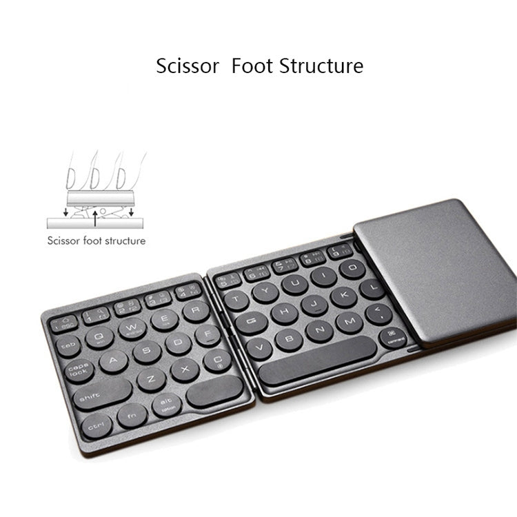 B052 Universal Round Keycap Mini Three-fold Bluetooth Wireless Keyboard with Touchpad (Black) - Mini Keyboard by buy2fix | Online Shopping UK | buy2fix