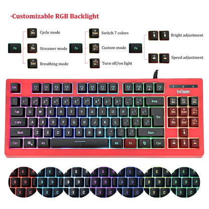 PK-870 USB Port RGB Lighting Mechanical Gaming Wired Keyboard (Black) - Wired Keyboard by buy2fix | Online Shopping UK | buy2fix