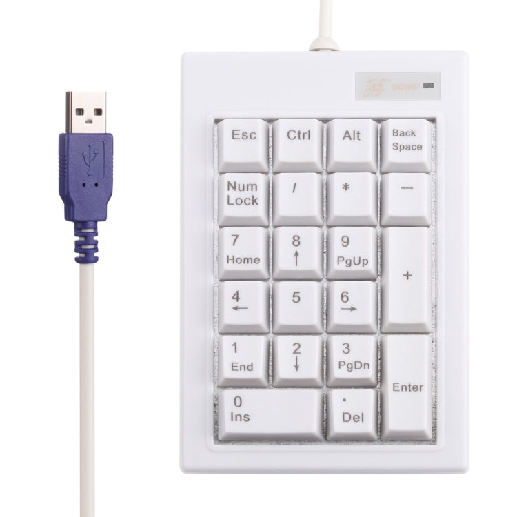 DX-21A 21-keys USB Wired Mechanical Black Shaft Mini Numeric Keyboard(White) - Mini Keyboard by buy2fix | Online Shopping UK | buy2fix