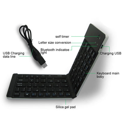 F66 Foldable Bluetooth Wireless 66 Keys Keyboard, Support Android / Windows / iOS (Silver) - Wireless Keyboard by buy2fix | Online Shopping UK | buy2fix