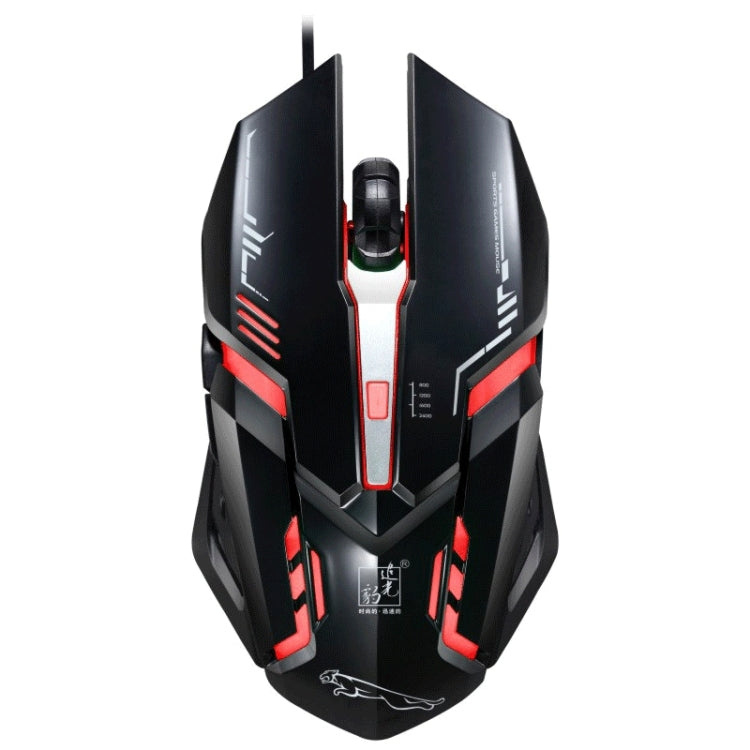 Chasing Leopard V17 USB 2400DPI Four-speed Adjustable Line Pattern Wired Optical Gaming Mouse with LED Breathing Light, Length: 1.45m(Jet Black) - Computer & Networking by Chasing Leopard | Online Shopping UK | buy2fix