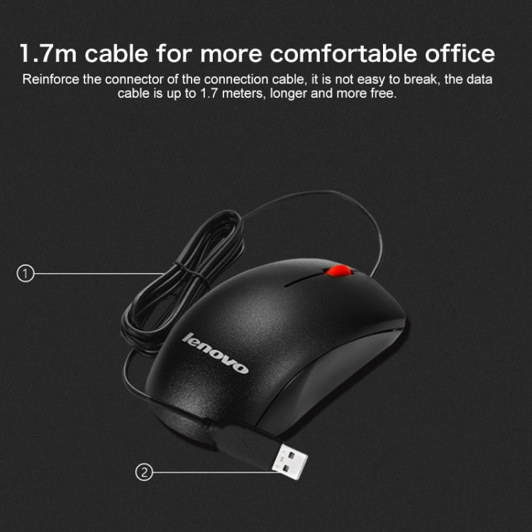 Lenovo M120 Pro Fashion Office Red Dot Wired Mouse (Black) - Wired Mice by Lenovo | Online Shopping UK | buy2fix