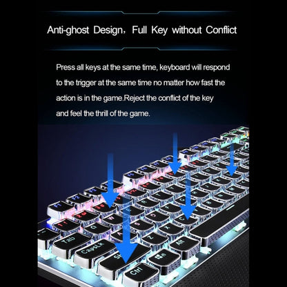 AULA F2088 108 Keys Mixed Light Mechanical Blue Switch Wired USB Gaming Keyboard with Metal Button(Black) - Wired Keyboard by AULA | Online Shopping UK | buy2fix