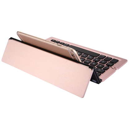 F18 Ultra-slim Rechargeable Foldable 58 Keys Bluetooth Wireless Keyboard with Holder(Rose Gold) - Wireless Keyboard by buy2fix | Online Shopping UK | buy2fix