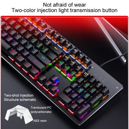 YINDIAO Classic Square Keys Mixed Light USB Mechanical Gaming Wired Keyboard, Blue Shaft (Black) - Wired Keyboard by YINDIAO | Online Shopping UK | buy2fix