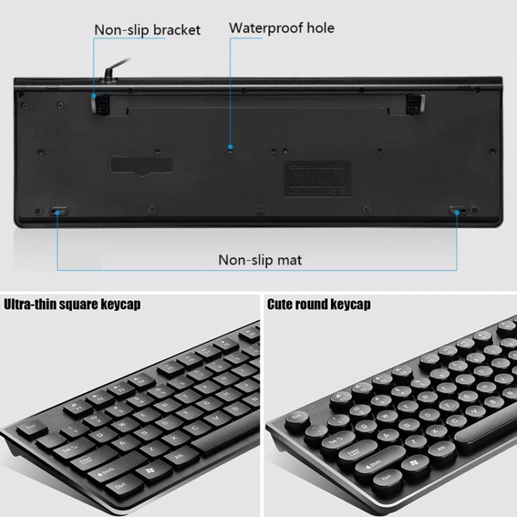 ZGB S500 Square Key USB Wired Computer Keyboard(White) - Wired Keyboard by Chasing Leopard | Online Shopping UK | buy2fix