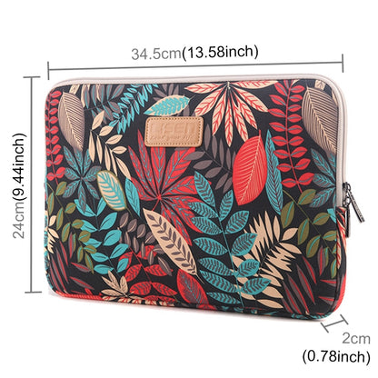 Lisen 13 inch Sleeve Case Colorful Leaves Zipper Briefcase Carrying Bag for Macbook, Samsung, Lenovo, Sony, DELL Alienware, CHUWI, ASUS, HP, 13 inch and Below Laptops(Black) - 13.3 inch by buy2fix | Online Shopping UK | buy2fix