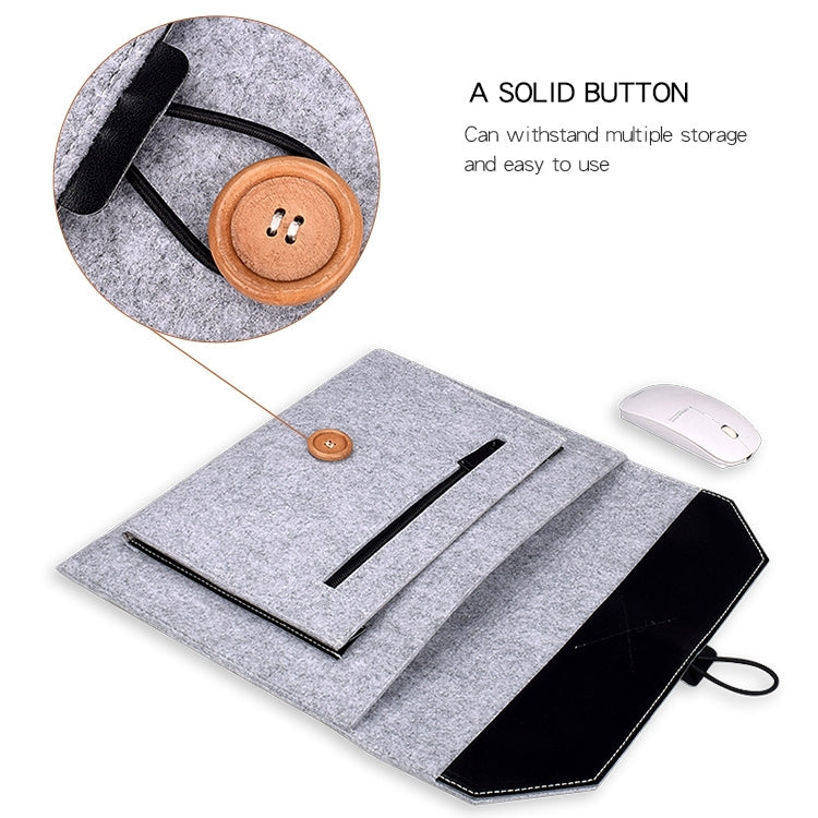 ND06 Multi-purpose Felt Button Laptop Inner Bag for 12.5 inch Laptop(Grey) - Other by buy2fix | Online Shopping UK | buy2fix