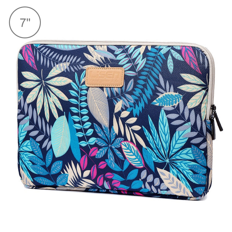 Lisen 7.0 inch Sleeve Case Colorful Leaves Zipper Briefcase Carrying Bag(Blue) - Other by buy2fix | Online Shopping UK | buy2fix