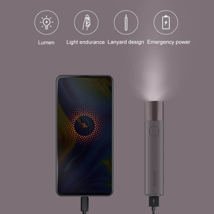 Original Xiaomi Youpin SOLOVE LED Flashlight 3000mAh USB Multi-function Portable Lighting(Black) - LED Light by Xiaomi | Online Shopping UK | buy2fix