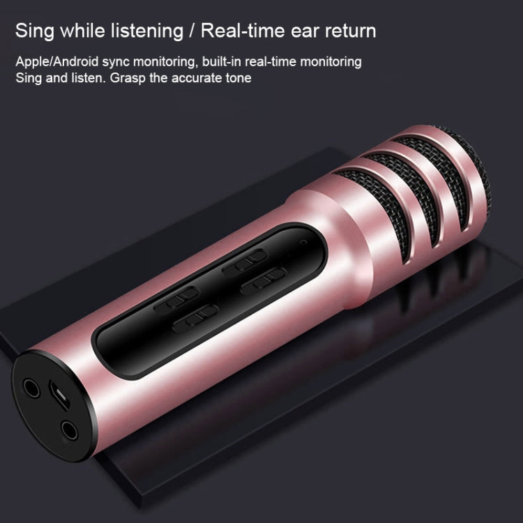 BGN-C7 Condenser Microphone Dual Mobile Phone Karaoke Live Singing Microphone Built-in Sound Card(Pink) - Consumer Electronics by buy2fix | Online Shopping UK | buy2fix