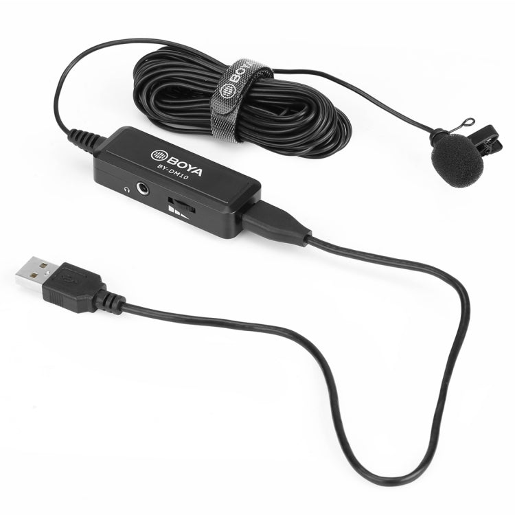 BOYA BY-DM10 USB / 8 Pin Plug Broadcast Lavalier Microphone with Windscreen, Cable Length: 6m(Black) - Consumer Electronics by BOYA | Online Shopping UK | buy2fix