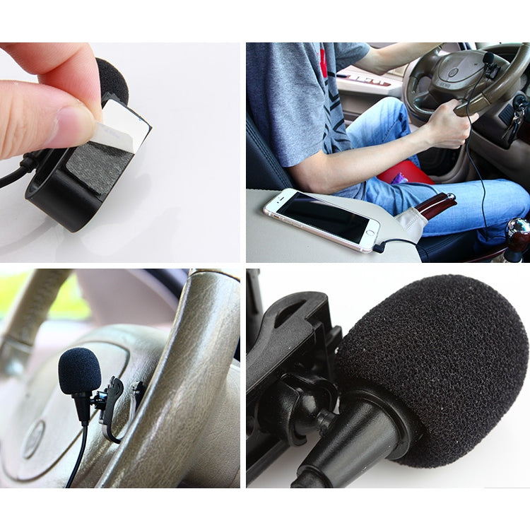 ZJ025MR Stick-on Clip-on Lavalier Stereo Microphone for Car GPS / Bluetooth Enabled Audio DVD External Mic, Cable Length: 3m, 90 Degree Elbow 3.5mm Jack - Microphone by buy2fix | Online Shopping UK | buy2fix