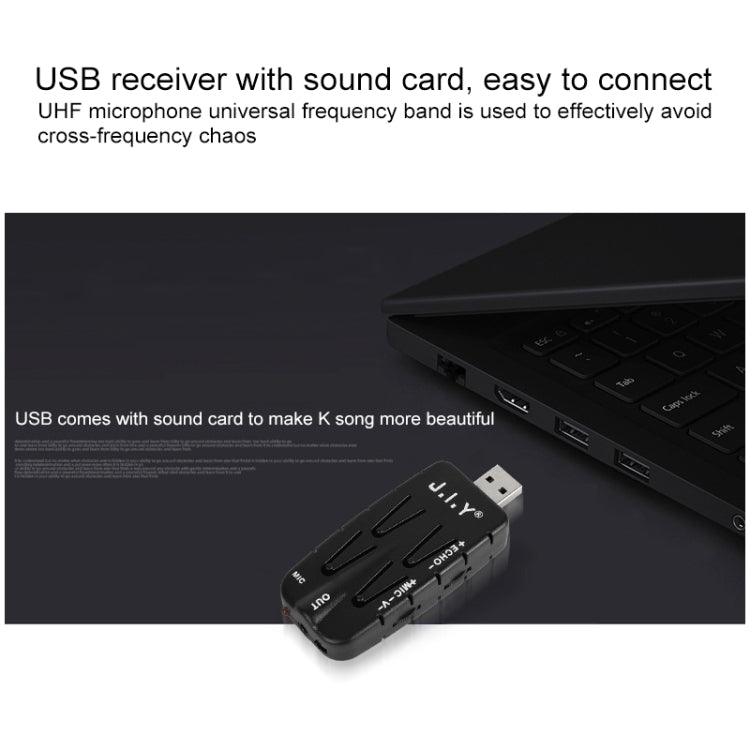 J.I.Y 2 in 1 K Song Wireless Microphones for TV PC with Audio Card USB Receiver (Black) - Consumer Electronics by buy2fix | Online Shopping UK | buy2fix