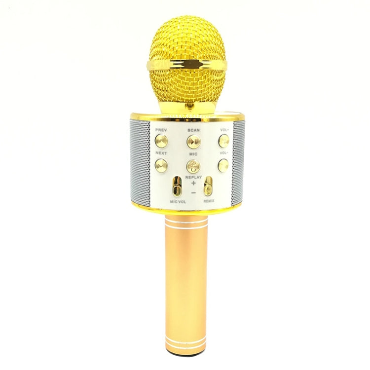 WS-858 Metal High Sound Quality Handheld KTV Karaoke Recording Bluetooth Wireless Microphone, for Notebook, PC, Speaker, Headphone, iPad, iPhone, Galaxy, Huawei, Xiaomi, LG, HTC and Other Smart Phones(Gold) - Consumer Electronics by buy2fix | Online Shopping UK | buy2fix