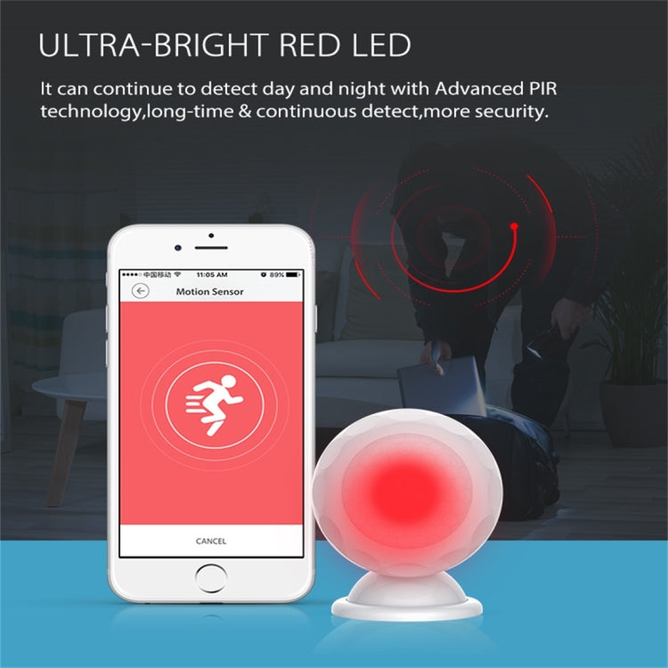 NEO NAS-PD02W Wireless WiFi PIR Detector Motion Sensor, with Magnet Bracket & Support Android / IOS systems & Ultra-bright Red LED - Security by buy2fix | Online Shopping UK | buy2fix