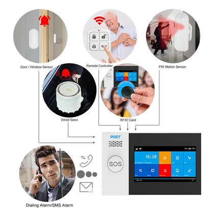 PG-107 GSM + WiFi Intelligent Alarm System with 4.3 inch TFT Display Screen - Security by buy2fix | Online Shopping UK | buy2fix