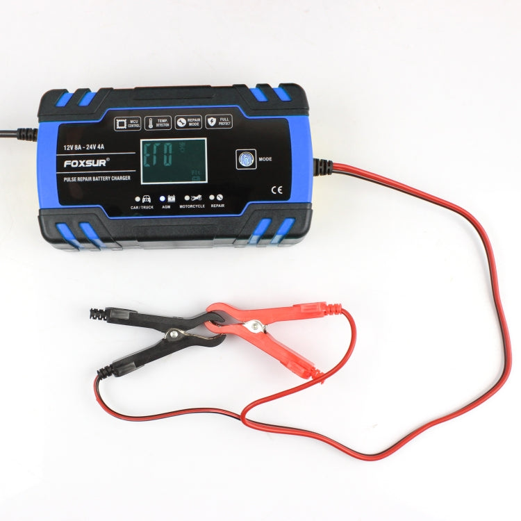 FOXSUR 12V-24V Car Motorcycle Truck Repair Battery Charger AGM Charger, US Plug (Blue) - Battery Charger by FOXSUR | Online Shopping UK | buy2fix