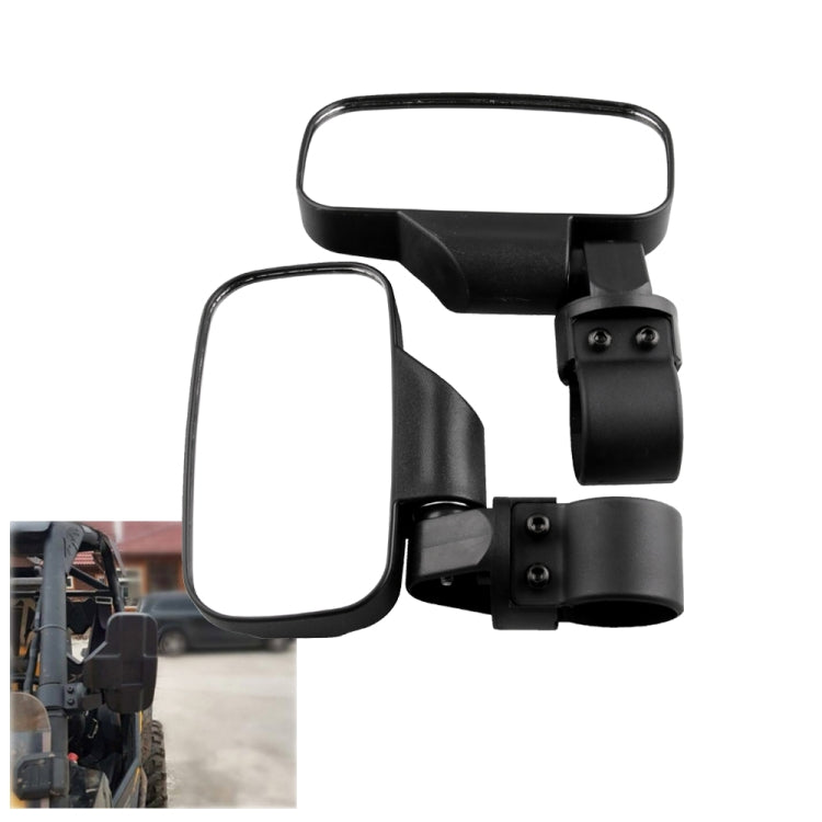 MB-MR016-BK 2 PCS Motorcycle UTV Modified Side View Mirrors for UTV with 1.75 inch and 2 inch Roll Cage(Black) - Side Mirrors by buy2fix | Online Shopping UK | buy2fix