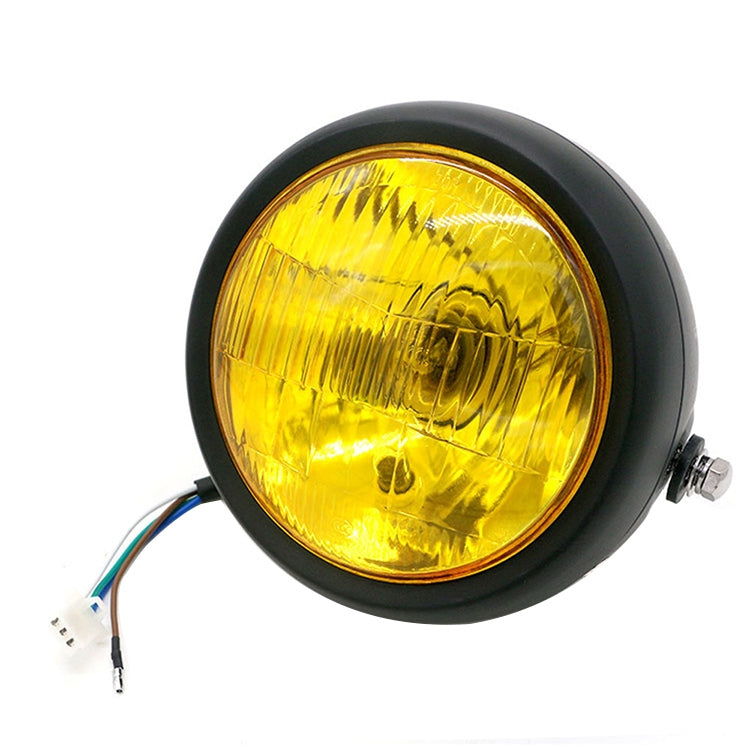 5.75 inch Motorcycle Black Shell Retro Lamp LED Headlight Modification Accessories for CG125 / GN125(Yellow) - Headlights by buy2fix | Online Shopping UK | buy2fix