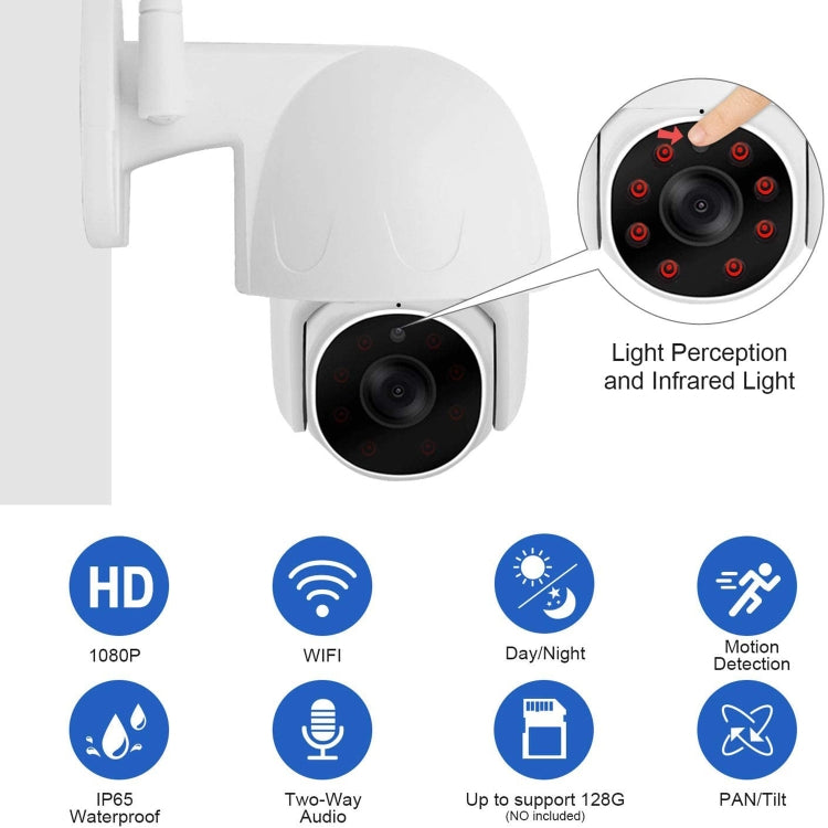 Tuya QX45 1080P Full HD IP65 Waterproof 2.4G Wireless IP Camera, Support Motion Detection & Two-way Audio & Night Vision & TF Card, AU Plug - Security by buy2fix | Online Shopping UK | buy2fix