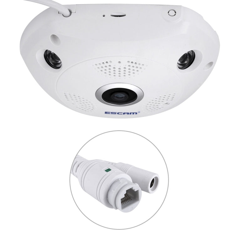 ESCAM Shark QP180 960P 360 Degrees Fisheye Lens 1.3MP WiFi IP Camera, Support Motion Detection / Night Vision, IR Distance: 10m - 360 Degree Camera by ESCAM | Online Shopping UK | buy2fix