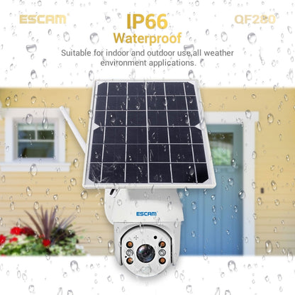 ESCAM QF280 HD 1080P IP66 Waterproof WiFi Solar Panel PT IP Camera without Battery, Support Night Vision / Motion Detection / TF Card / Two Way Audio (White) - Dome Camera by ESCAM | Online Shopping UK | buy2fix