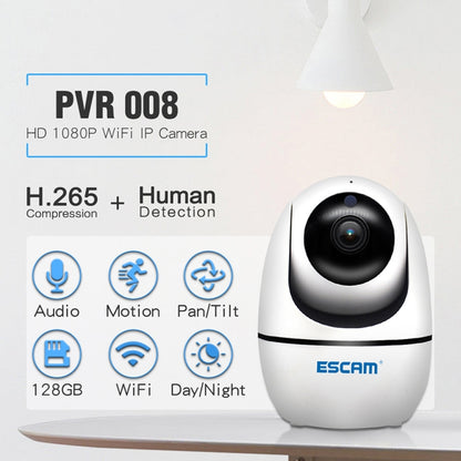 ESCAM PVR008 HD 1080P WiFi IP Camera, Support Motion Detection / Night Vision, IR Distance: 10m, EU Plug - Security by ESCAM | Online Shopping UK | buy2fix