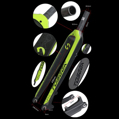 TOSEEK Ultra Light 29 Inch 435mm Mountain Bike Full Carbon Front Fork Straight Head Tube Disc Brake(Green) - Outdoor & Sports by TOSEEK | Online Shopping UK | buy2fix