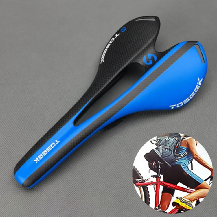 TOSEEK Road Bike Carbon Fiber Seat Bicycle Hollow Seat Saddle, 3K Texture + Extinction(Blue) - Outdoor & Sports by TOSEEK | Online Shopping UK | buy2fix