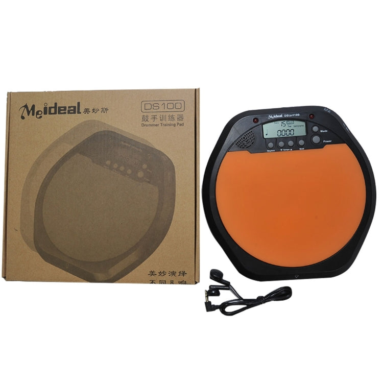 Electronic Dumb Combat Board Trainer Drum Exercise Metronome DS100(Black+Orange) - Percussion Instruments by buy2fix | Online Shopping UK | buy2fix