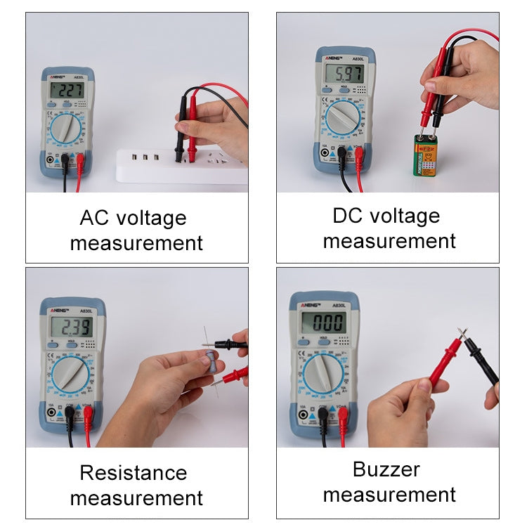 ANENG A830L Handheld Multimeter Household Electrical Instrument(White Grey) - Consumer Electronics by ANENG | Online Shopping UK | buy2fix