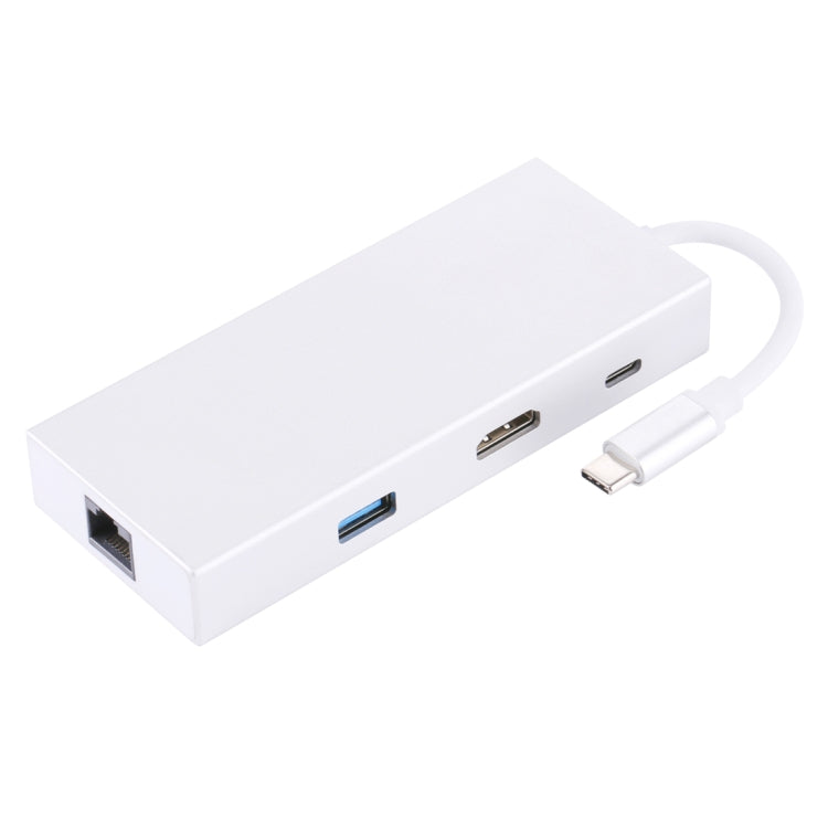 USB-C / Type-C to HDMI & RJ45 & 2 x USB 3.0 & SD & Micro SD Card Reader Adapter HUB with USB-C / Type-C Charging, For Macbook / New Macbook Pro / Huawei Matebook - Computer & Networking by buy2fix | Online Shopping UK | buy2fix