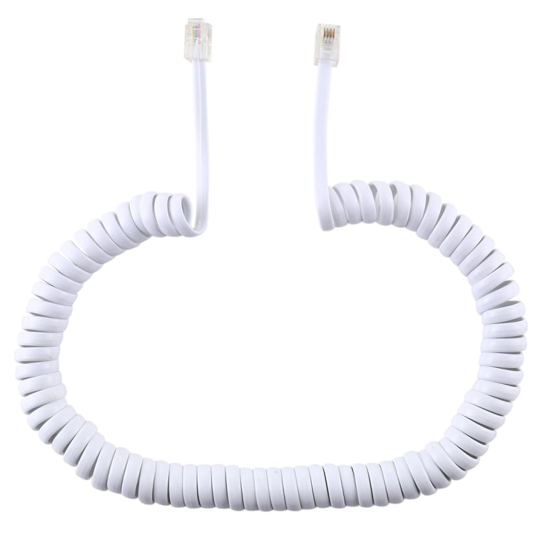 4 Core Male to Male RJ11 Spring Style Telephone Extension Coil Cable Cord Cable, Stretch Length: 2m(White) - Computer & Networking by buy2fix | Online Shopping UK | buy2fix