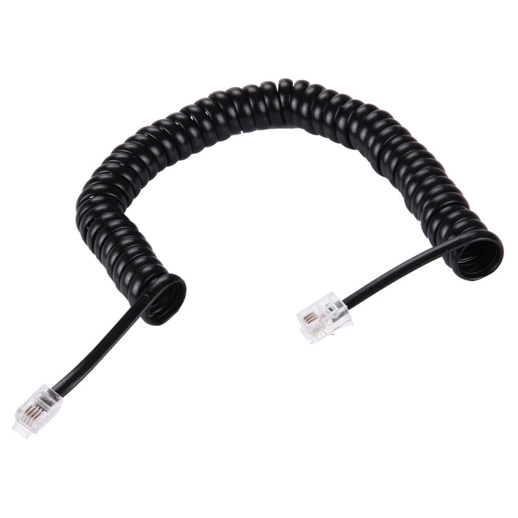 4 Core Male to Male RJ11 Spring Style Telephone Extension Coil Cable Cord Cable, Stretch Length: 2m(Black) - Computer & Networking by buy2fix | Online Shopping UK | buy2fix