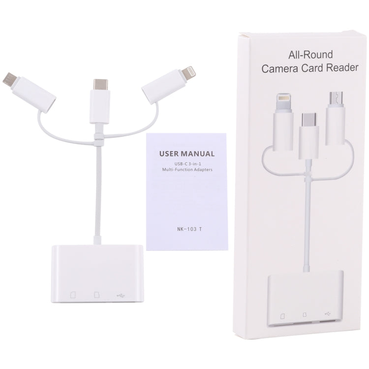 NK 103T 8 Pin + USB-C / Type-C + Micro USB to USB + SD / TF Card Camera Adapter - Computer & Networking by buy2fix | Online Shopping UK | buy2fix