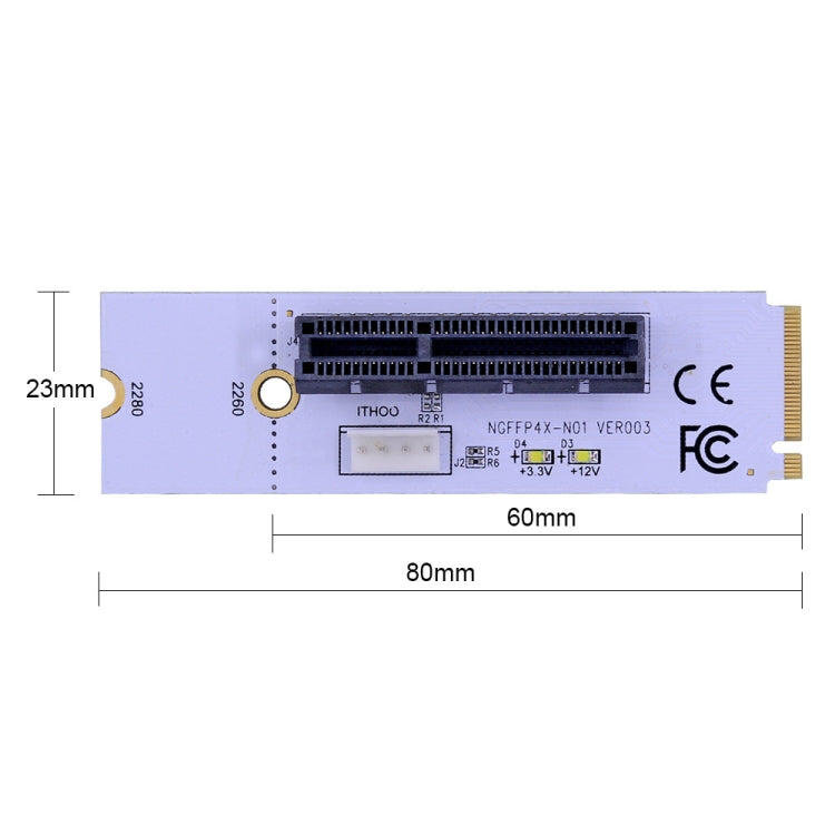 NGFF M.2 Key M to PCI-E 1X / 4X / 8X / 16X Graphics Card Mining Slot Adapter Riser Converter Card with LED & 4 Pin Power Cable -  by buy2fix | Online Shopping UK | buy2fix