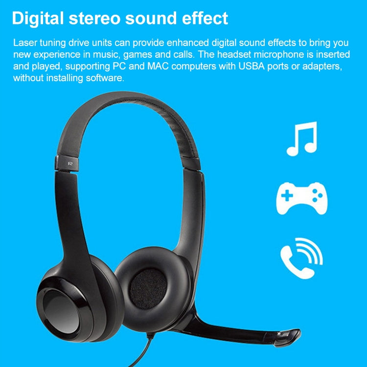 Logitech H390 USB Wired Headset Stereo Headphones with Noise-Cancelling Microphone - Multimedia Headset by Logitech | Online Shopping UK | buy2fix