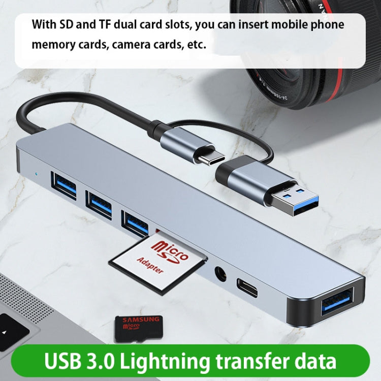 BYL-2218TU 8 in 1 USB + USB-C / Type-C to USB Multifunctional Docking Station HUB Adapter - Computer & Networking by buy2fix | Online Shopping UK | buy2fix