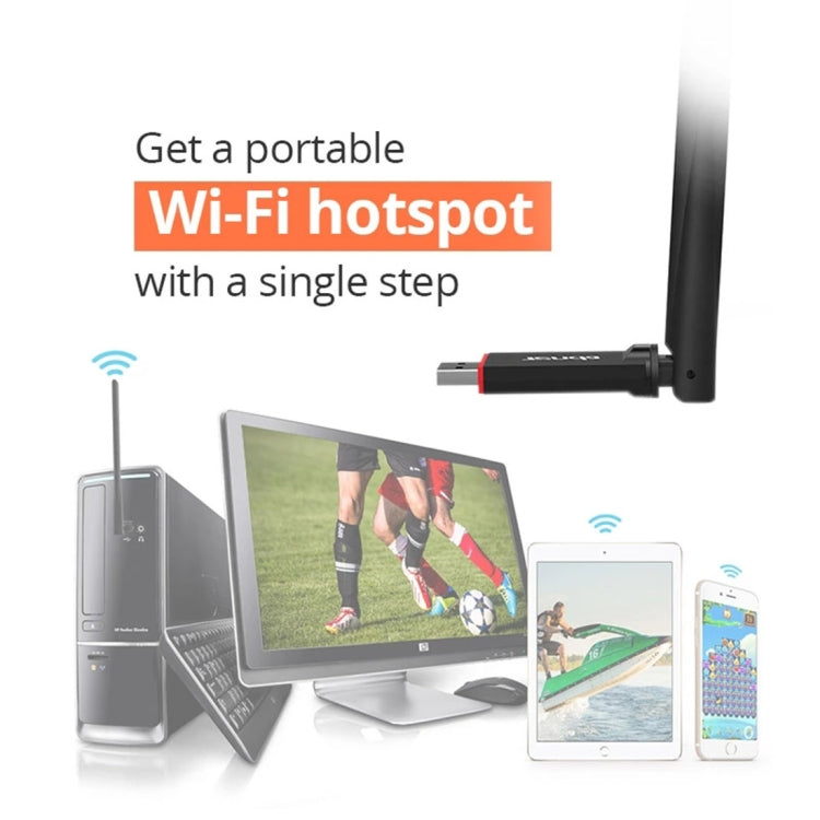 Tenda U6 Portable 300Mbps Wireless USB WiFi Adapter External Receiver Network Card with 6dBi External Antenna(Black) - USB Network Adapter by Tenda | Online Shopping UK | buy2fix