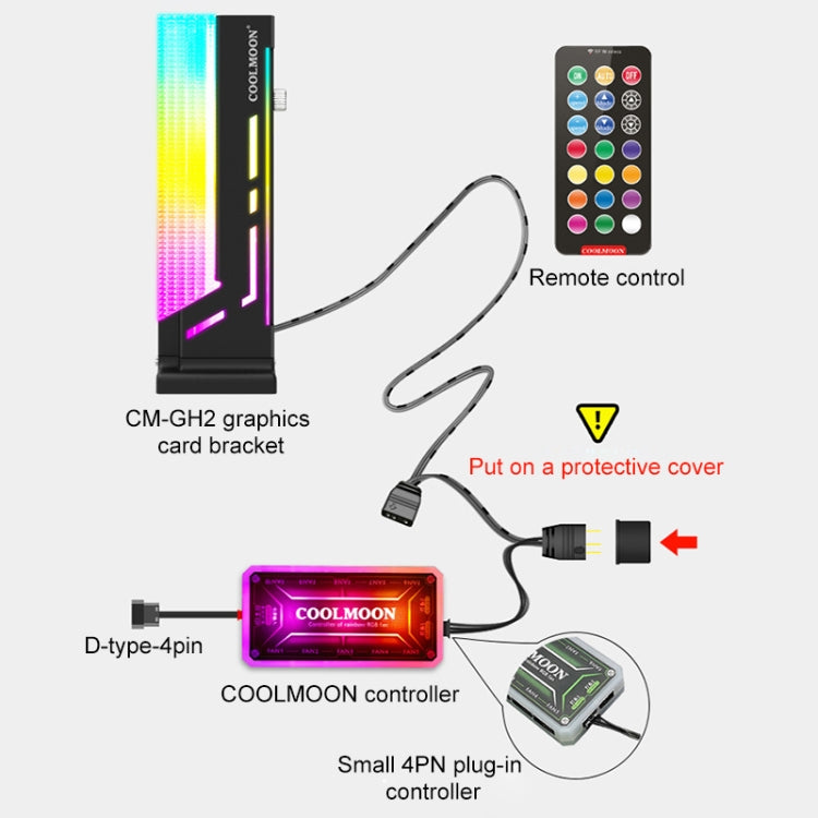 COOLMOON CM-GH2 5V ARGB GPU Holder (Black) - Computer & Networking by buy2fix | Online Shopping UK | buy2fix