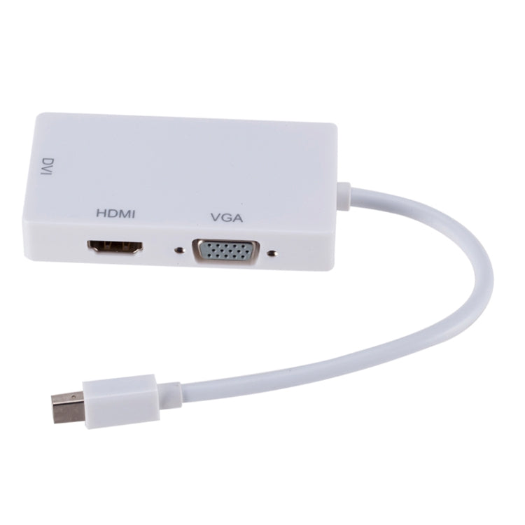 Mini DP to HDMI + DVI + VGA Rectangle Multi-function Converter, Cable Length: 28cm(White) -  by buy2fix | Online Shopping UK | buy2fix