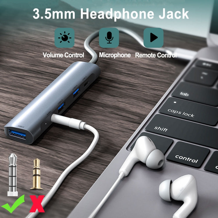 QC521 5 in 1 2xUSB2.0+USB3.0+Audio Port+PD to USB-C / Type-C HUB Adapter - Computer & Networking by buy2fix | Online Shopping UK | buy2fix