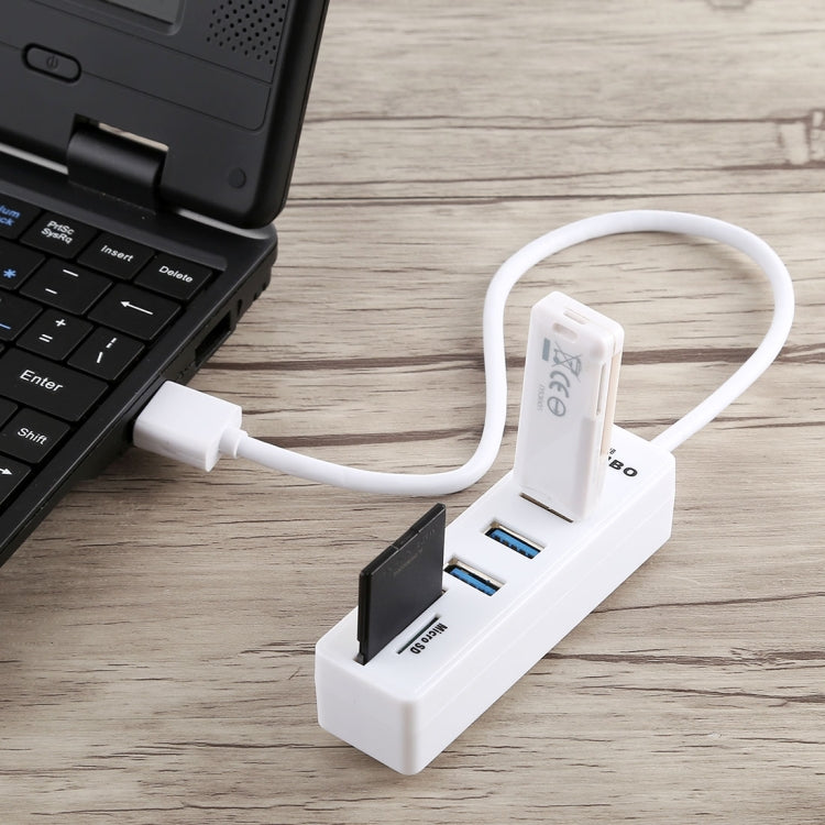 2 in 1 TF / SD Card Reader + 3 x USB 3.0 Ports to USB 3.0 HUB Converter, Cable Length: 26cm(White) - USB 3.0 HUB by buy2fix | Online Shopping UK | buy2fix