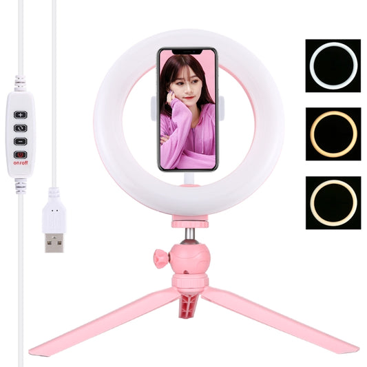 PULUZ 7.9 inch 20cm Light + Desktop Tripod Mount USB 3 Modes Dimmable Dual Color Temperature LED Curved Light Ring Vlogging Selfie Beauty Photography Video Lights with Phone Clamp(Pink) - Consumer Electronics by PULUZ | Online Shopping UK | buy2fix