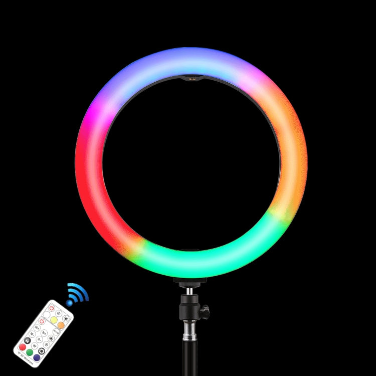 PULUZ 10.2 inch 26cm Marquee LED RGBWW Selfie Beauty Light  + 1.1m Tripod Mount 168 LED Dual-color Temperature Dimmable Ring Vlogging Photography Video Lights with Cold Shoe Tripod Ball Head & Remote Control & Phone Clamp(Black) - Ring Light by PULUZ | Online Shopping UK | buy2fix